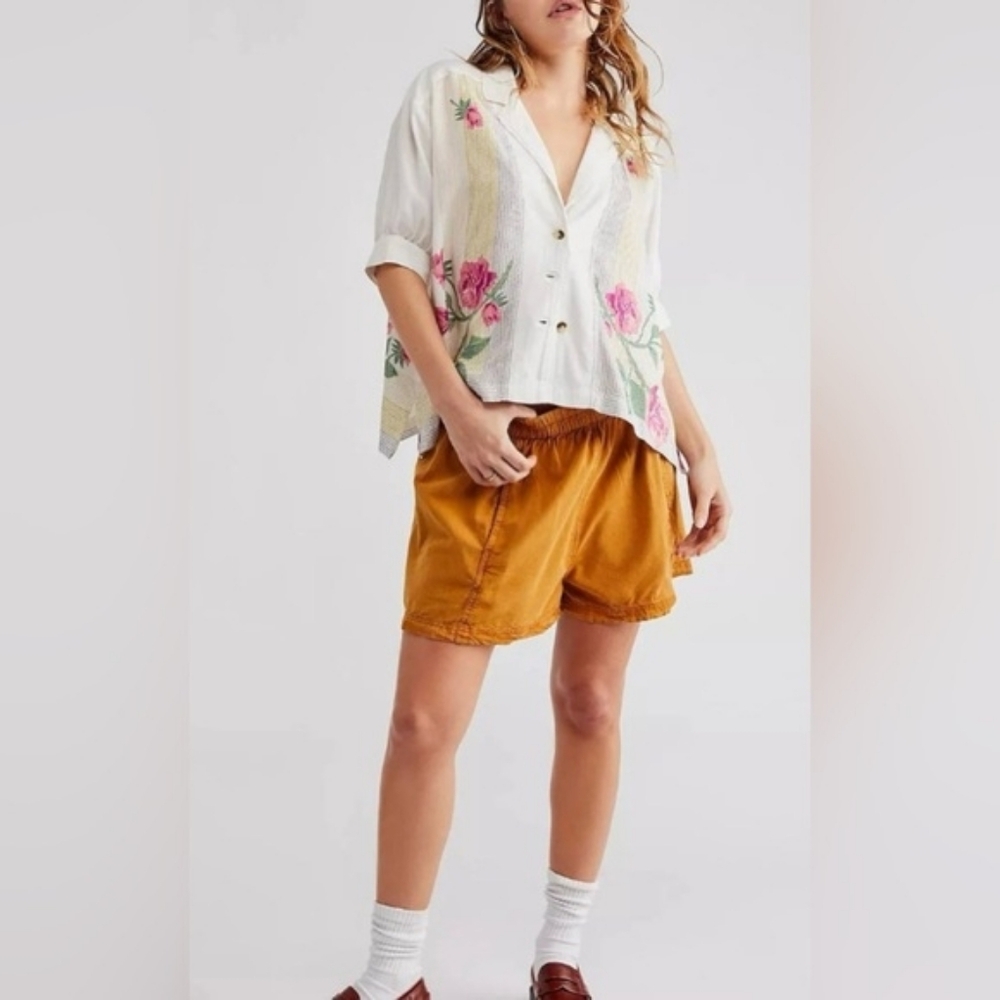 💘 Free People Get Free Poplin Pull On Shorts Size Medium - Picture 3 of 8